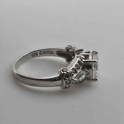 Vintage Sterling Silver PAJCZ CZ Engagement Ring Size 6.75 Statement Ring