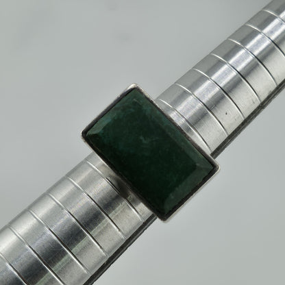 Vintage 950 Silver Green Stone Modernist Statement Ring Size 8.25