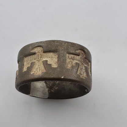Vintage Navajo Copper Thunderbird Band Ring Size 6 Southwestern Tribal Boho