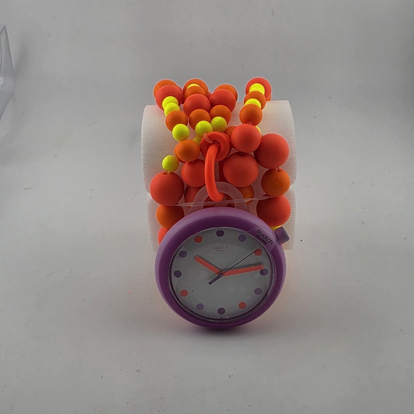 Swatch POPPINGPOP BEADS PNP100N Pop Swatch Necklace Watch New Y2K Rare Purple
