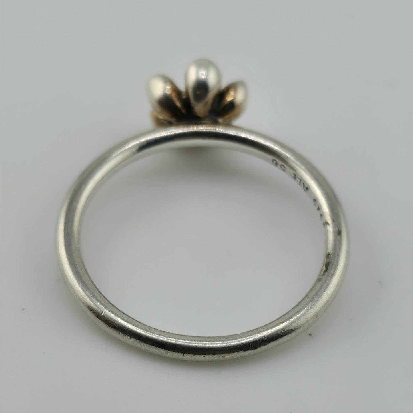 Pandora Cherry Blossom Stackable Ring Pink Enamel Sterling Silver 7.5 Retired