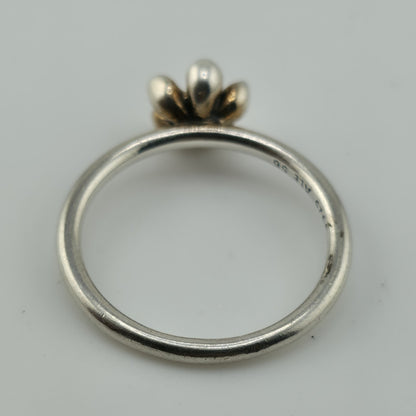 Pandora Cherry Blossom Stackable Ring Pink Enamel Sterling Silver 7.5 Retired