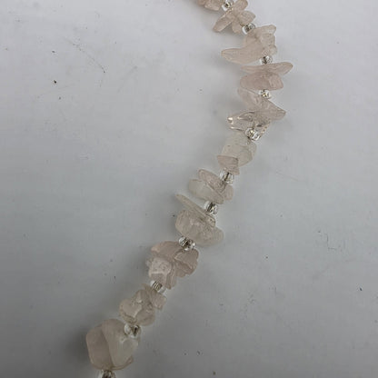 Rose Quartz Chip Necklace 20” Pink Gemstone Beaded Healing Boho