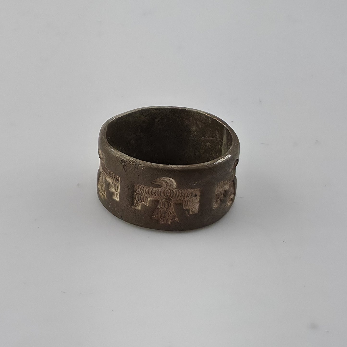 Vintage Navajo Copper Thunderbird Band Ring Size 6 Southwestern Tribal Boho