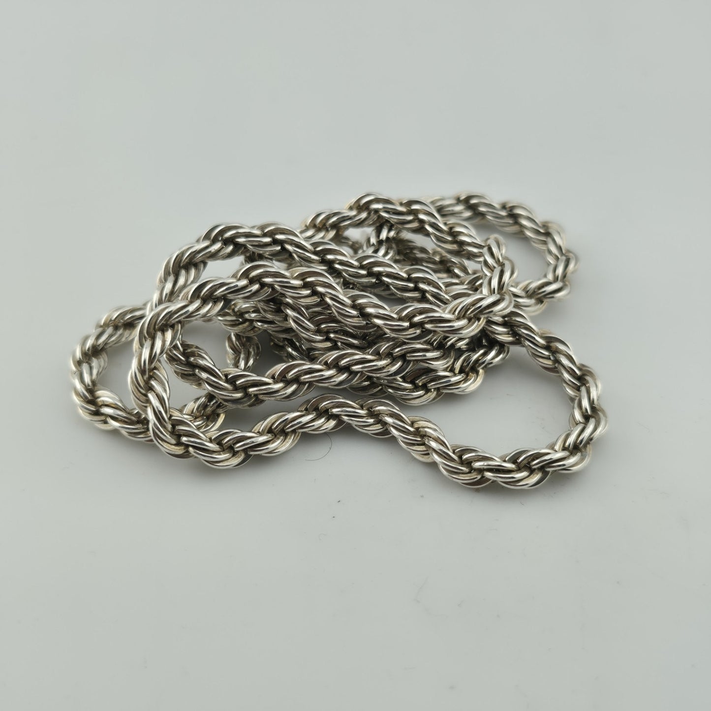 Solid Sterling Silver 925 Rope Chain Necklace 24” 47.2g Heavy Twist Link Italy