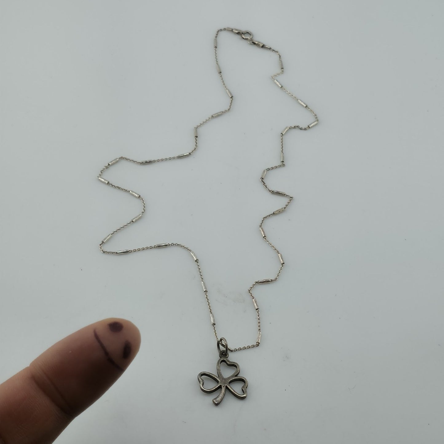 925 Sterling Silver Clover Shamrock Pendant Necklace Dainty Chain 18"