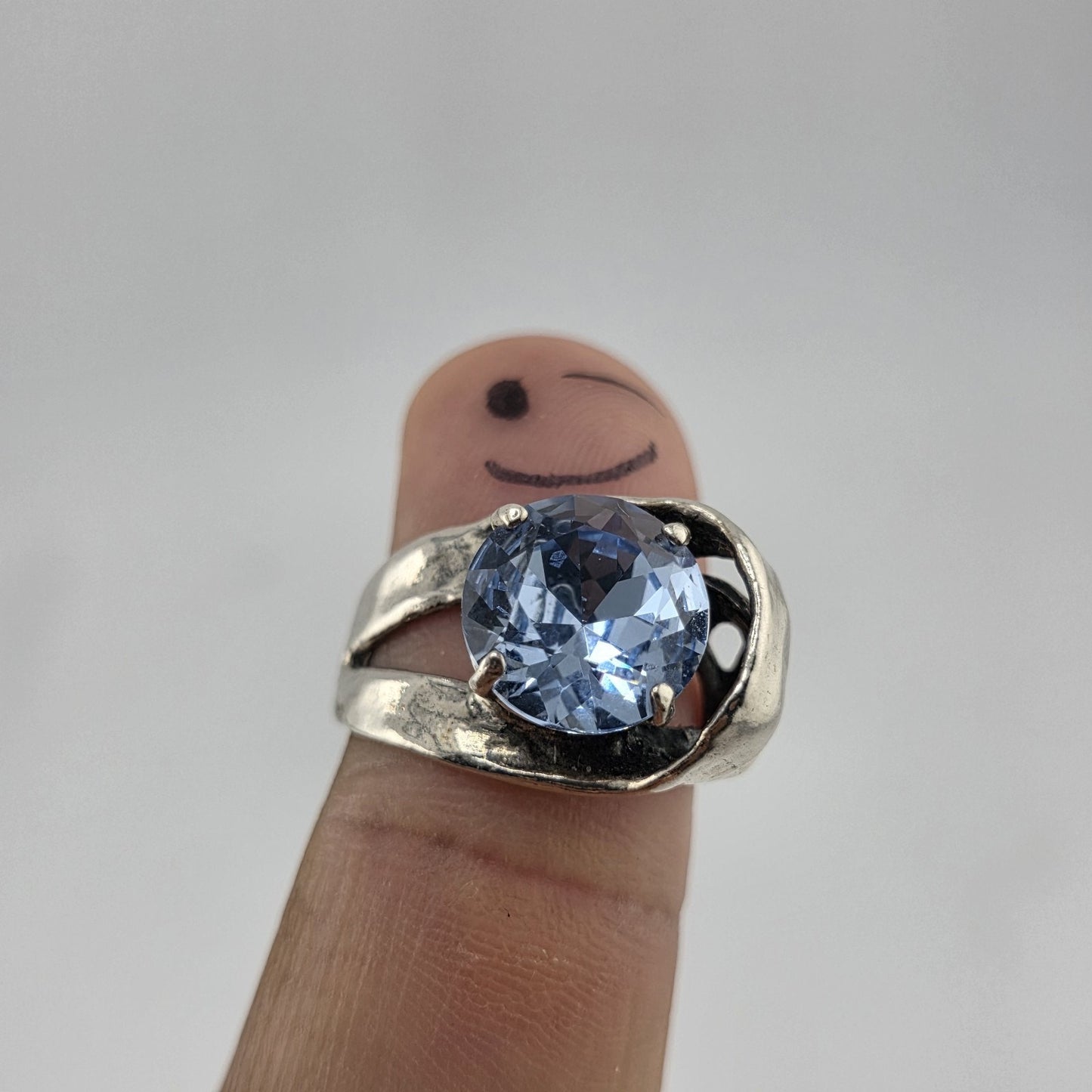 Noa Zuman Sterling Silver Blue Stone Ring Size 9 925 Statement Cocktail Ring