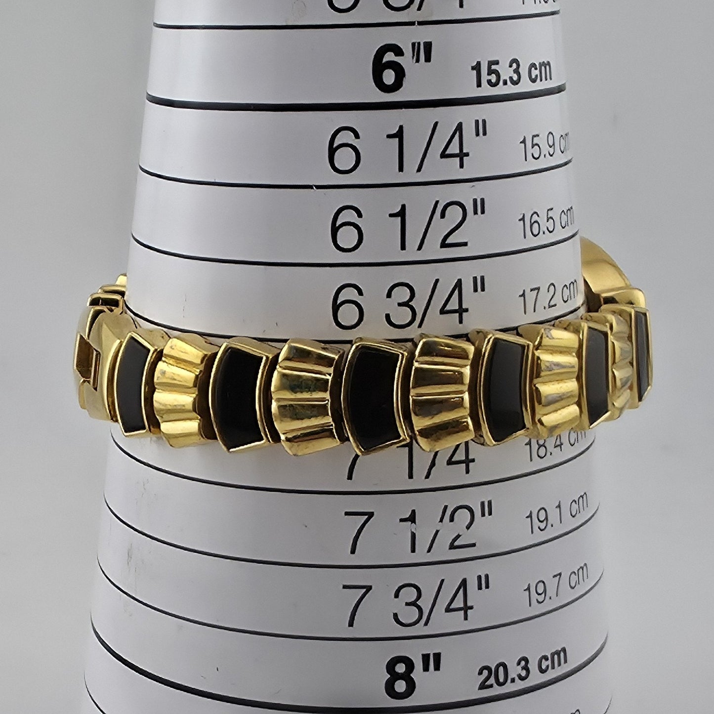 Main Line Time Quartz Watch Gold Tone Black Bracelet Tested Working 7"