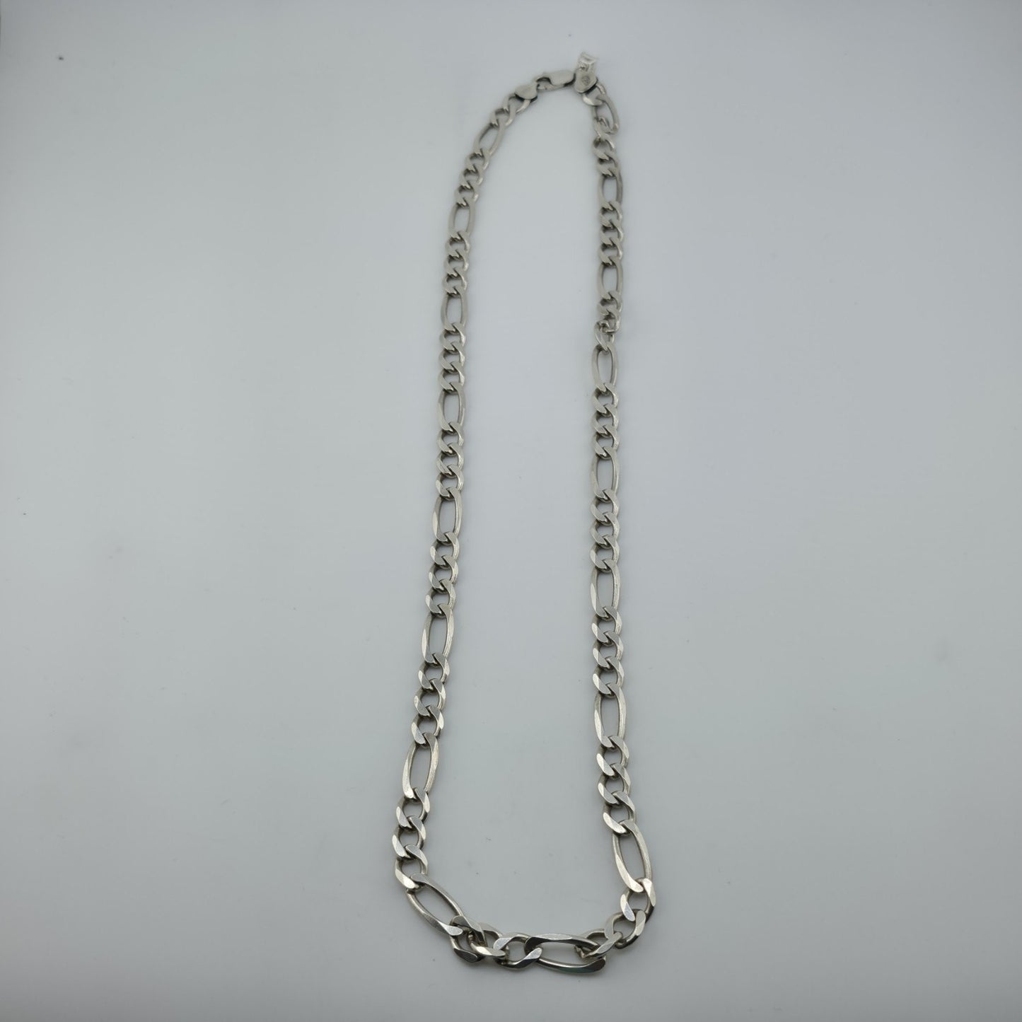 Sterling Silver Figaro Link Chain Necklace 52.9g 26 inches Italy 925 Vintage