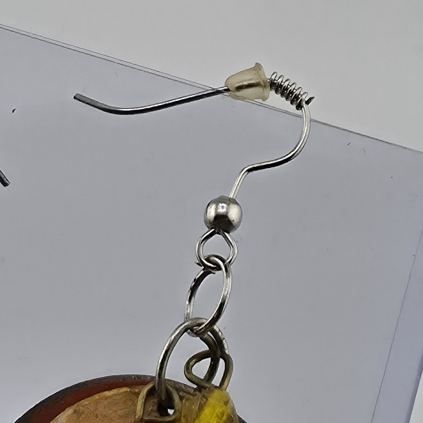 Vintage Handmade Boho Dangle Earrings Star Moon Mixed Media Rustic Art Jewelry