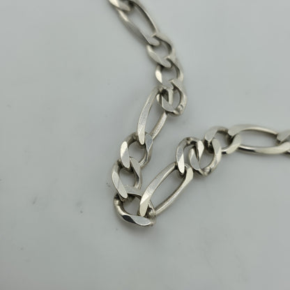 Sterling Silver Figaro Link Chain Necklace 52.9g 26 inches Italy 925 Vintage