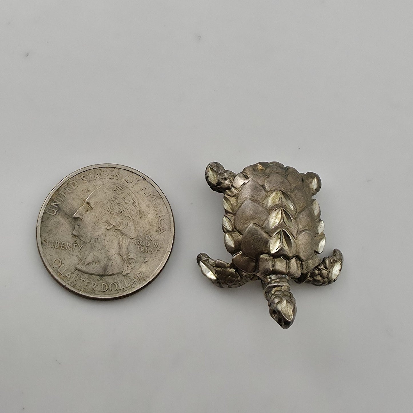Vintage Sterling Silver Turtle Brooch 925 Figural Sea Turtle Pin Jewelry
