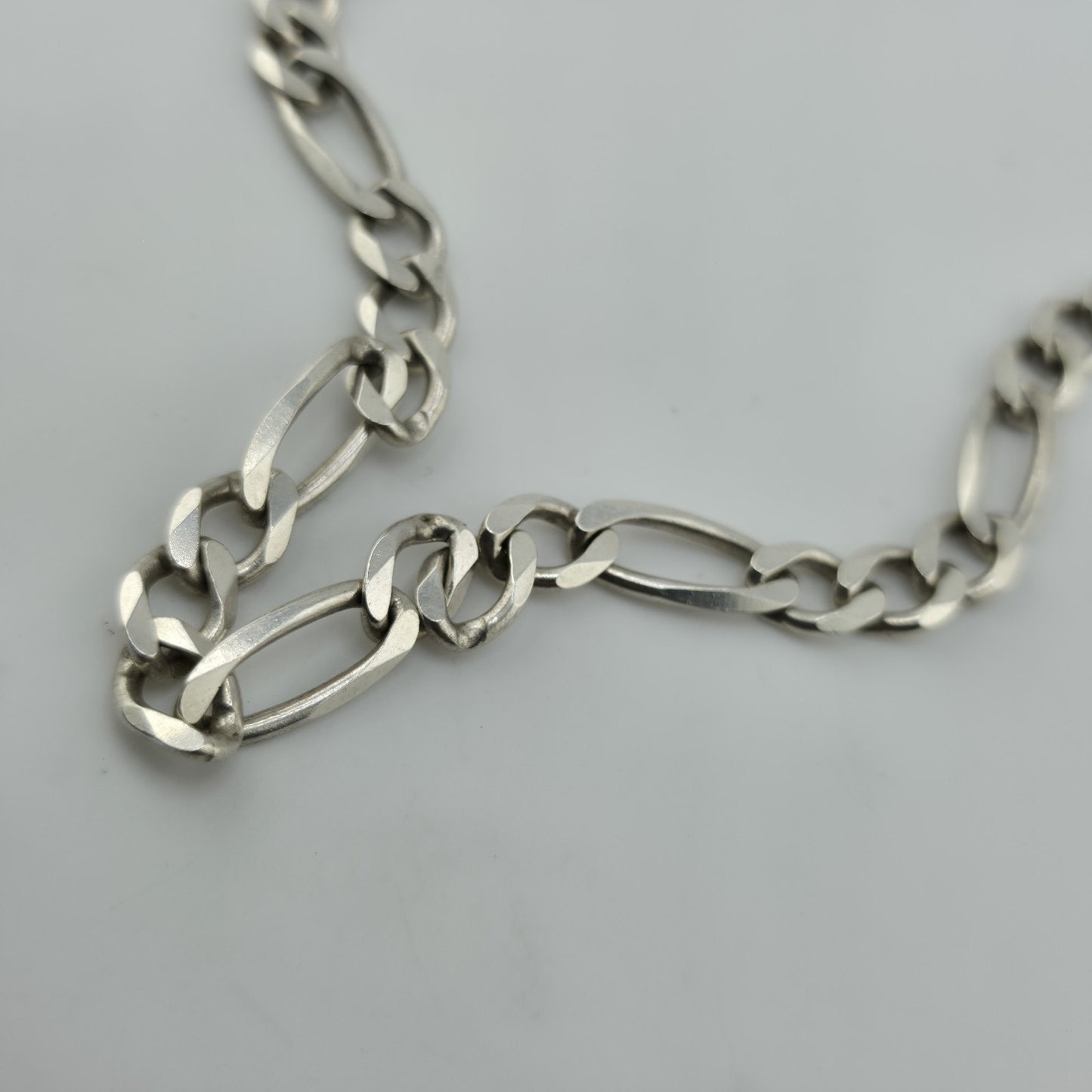 Sterling Silver Figaro Link Chain Necklace 52.9g 26 inches Italy 925 Vintage
