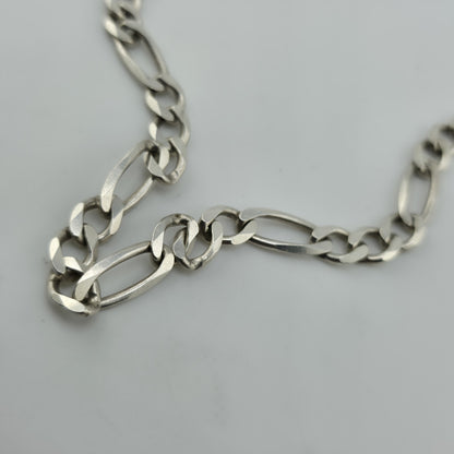 Sterling Silver Figaro Link Chain Necklace 52.9g 26 inches Italy 925 Vintage