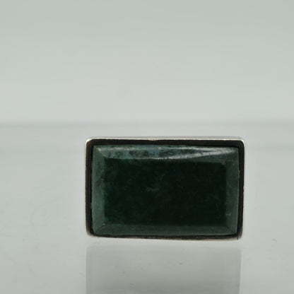 Vintage 950 Silver Green Stone Modernist Statement Ring Size 8.25