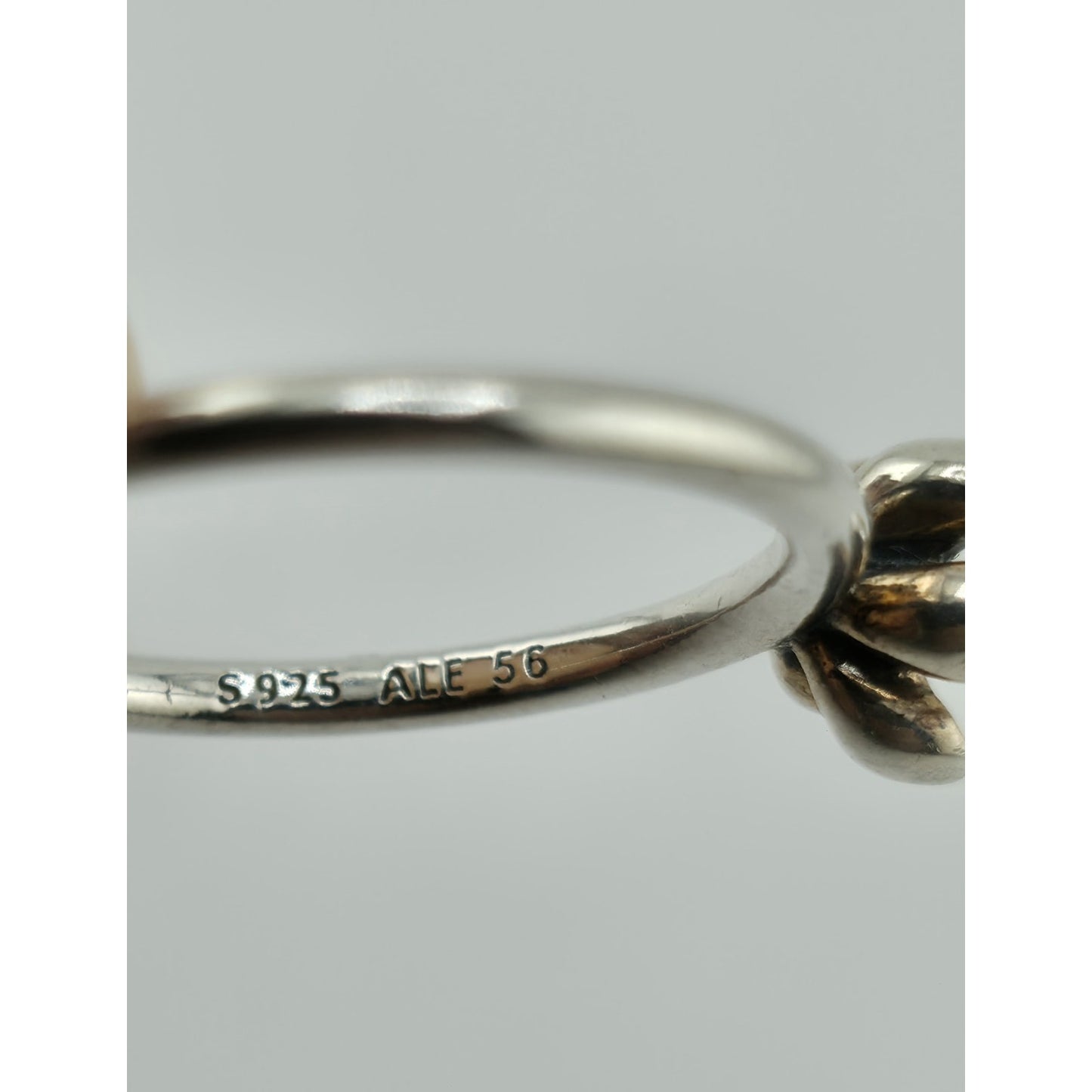 Pandora Cherry Blossom Stackable Ring Pink Enamel Sterling Silver 7.5 Retired