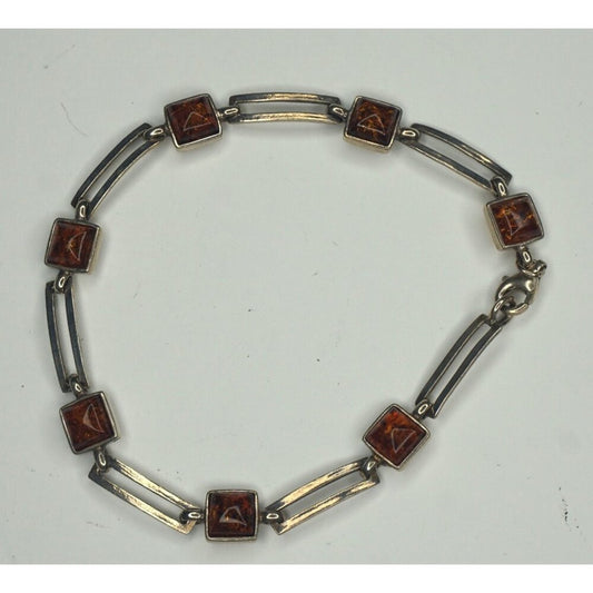 Vintage sterling silver Amber Bracelet