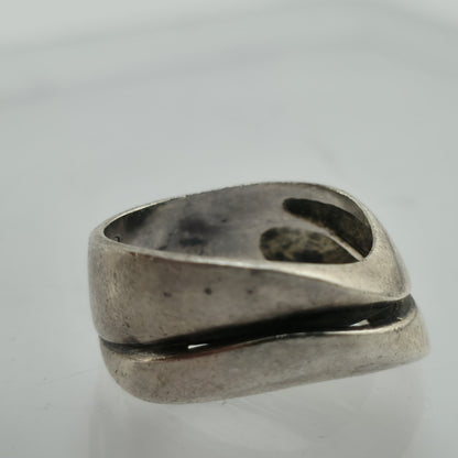 Vintage Sterling Silver Abstract Ring Size 7 Modernist Wide Band 925
