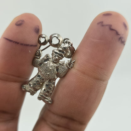Vintage Sterling Silver 925 Clown Pendant Charm Balloons Jester Circus 4g