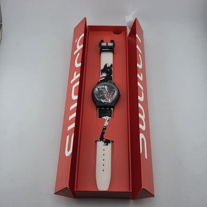 Swatch Originals WINDY BUNNY BEAST Anime Silicone Watch 41mm SUOZ112 New
