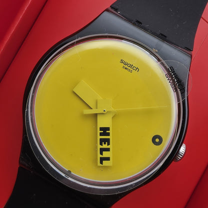 Swatch Ciao Tutti SUOB120 Black Yellow Swiss Watch 41mm New In Box NOS Rare