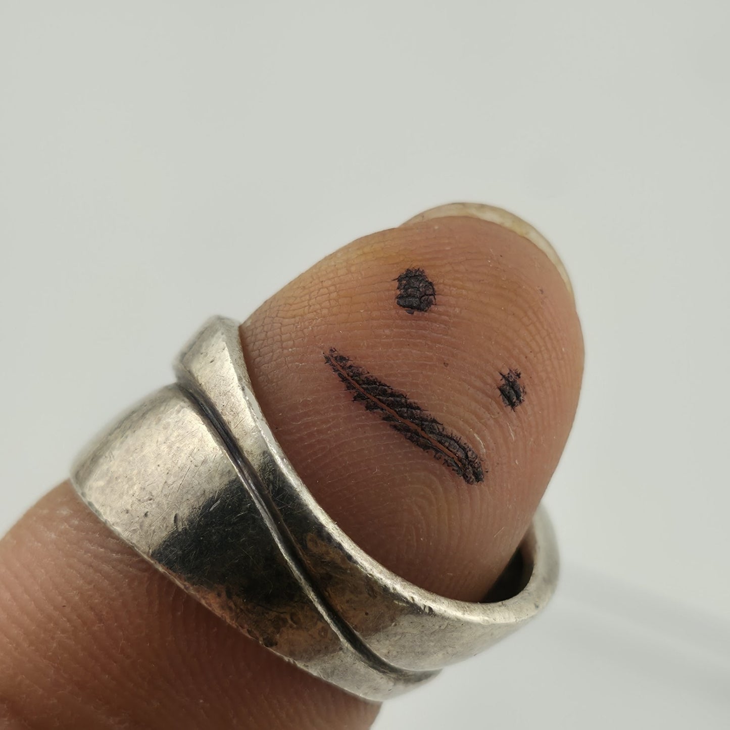Vintage Sterling Silver Abstract Ring Size 7 Modernist Wide Band 925