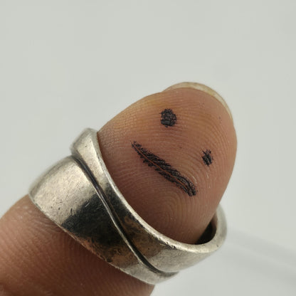 Vintage Sterling Silver Abstract Ring Size 7 Modernist Wide Band 925