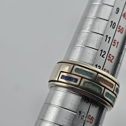 Waldeck Johnson 925 Sterling Silver Inlay Band Ring Size 7 Native American