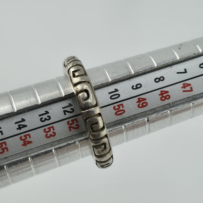 Vintage Mexico 925 Sterling Silver Greek Key Band Ring Size 5.5 6.2g