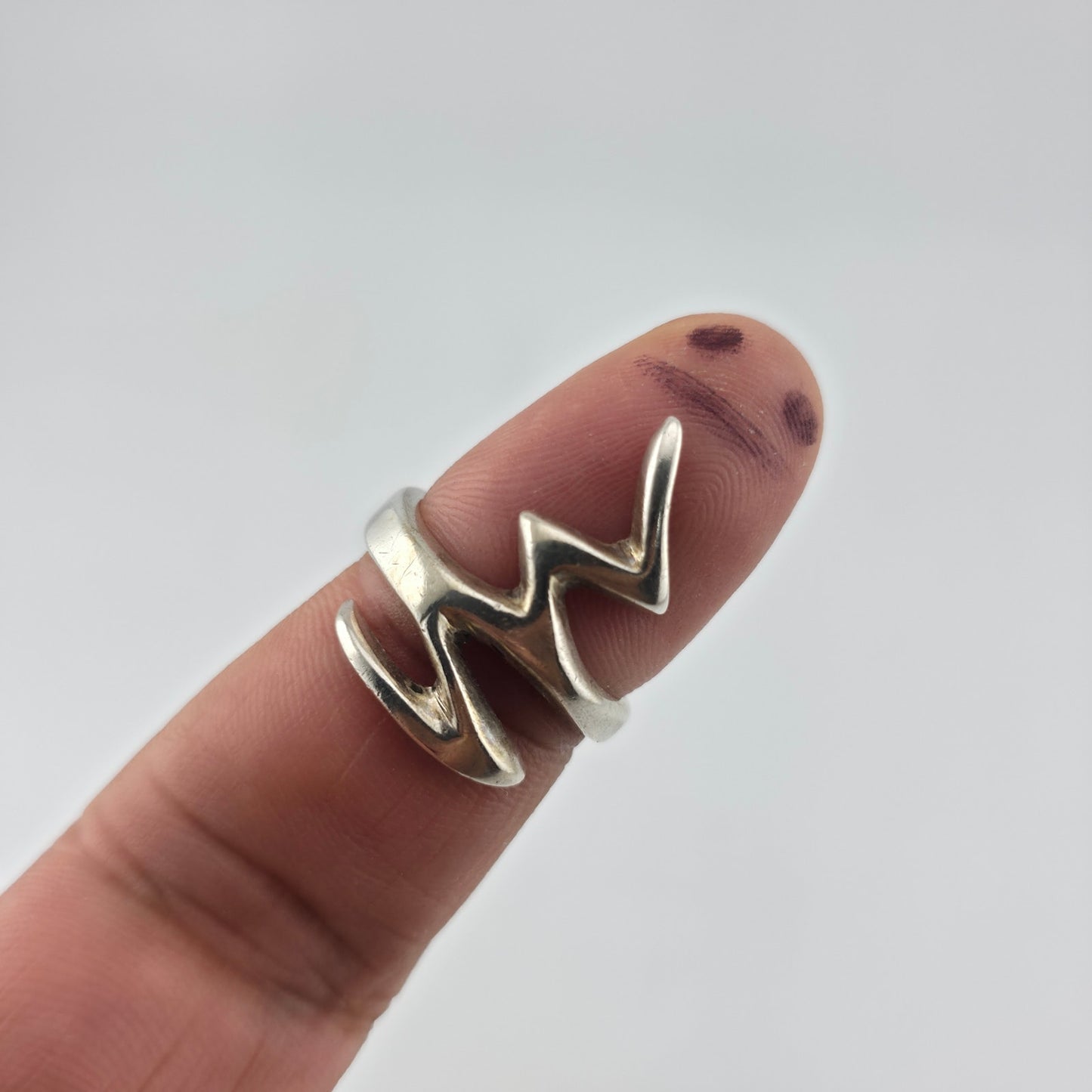 Sterling Silver Ring Zigzag Abstract Modernist Size 8.5 Vintage