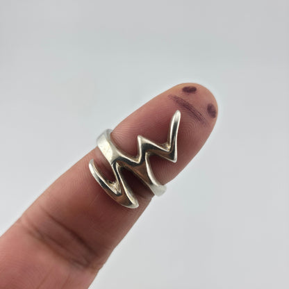 Sterling Silver Ring Zigzag Abstract Modernist Size 8.5 Vintage