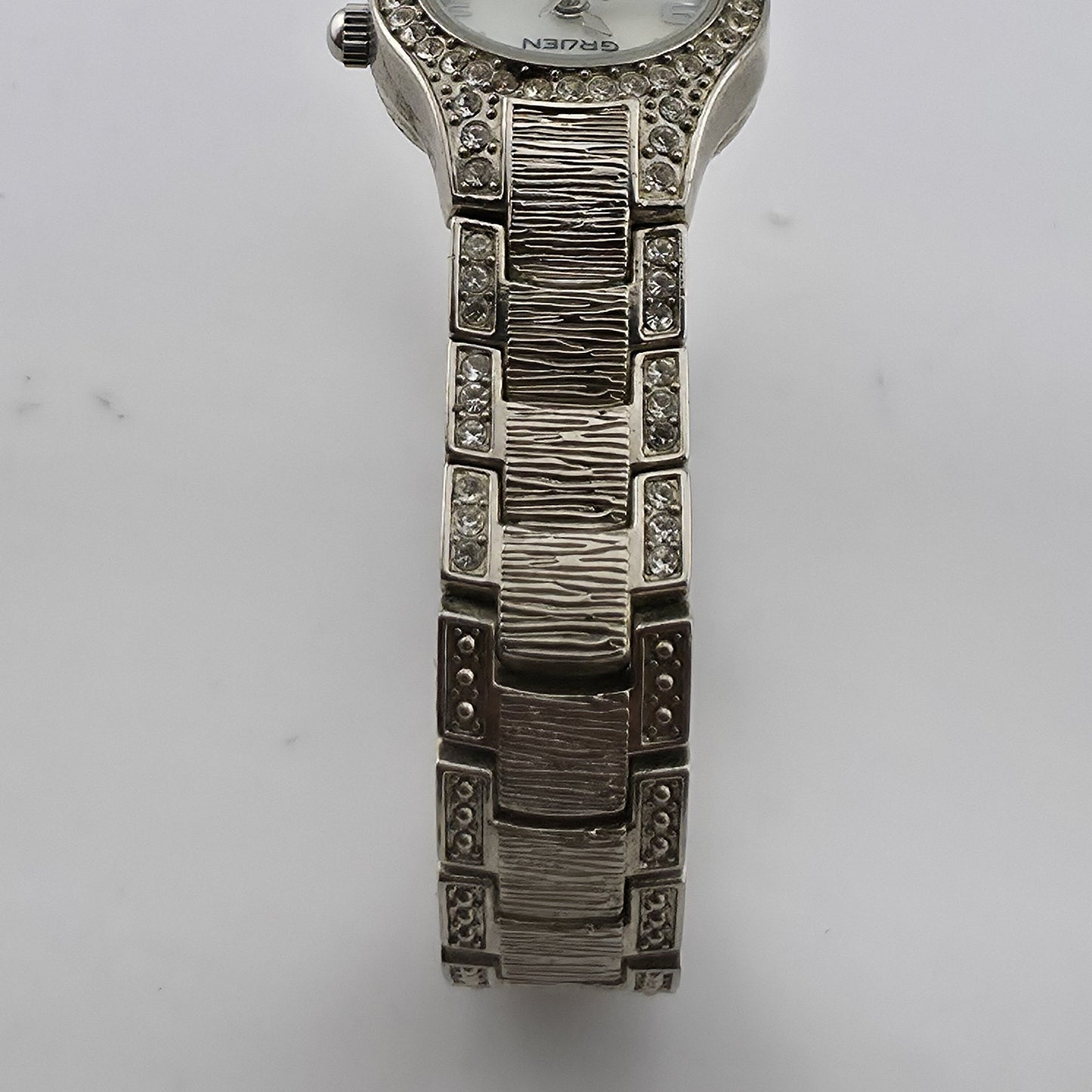 Gruen Diamond Quartz Women’s Watch Rhinestone Bracelet 6" Japan Movement