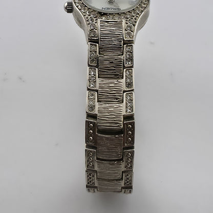 Gruen Diamond Quartz Women’s Watch Rhinestone Bracelet 6" Japan Movement
