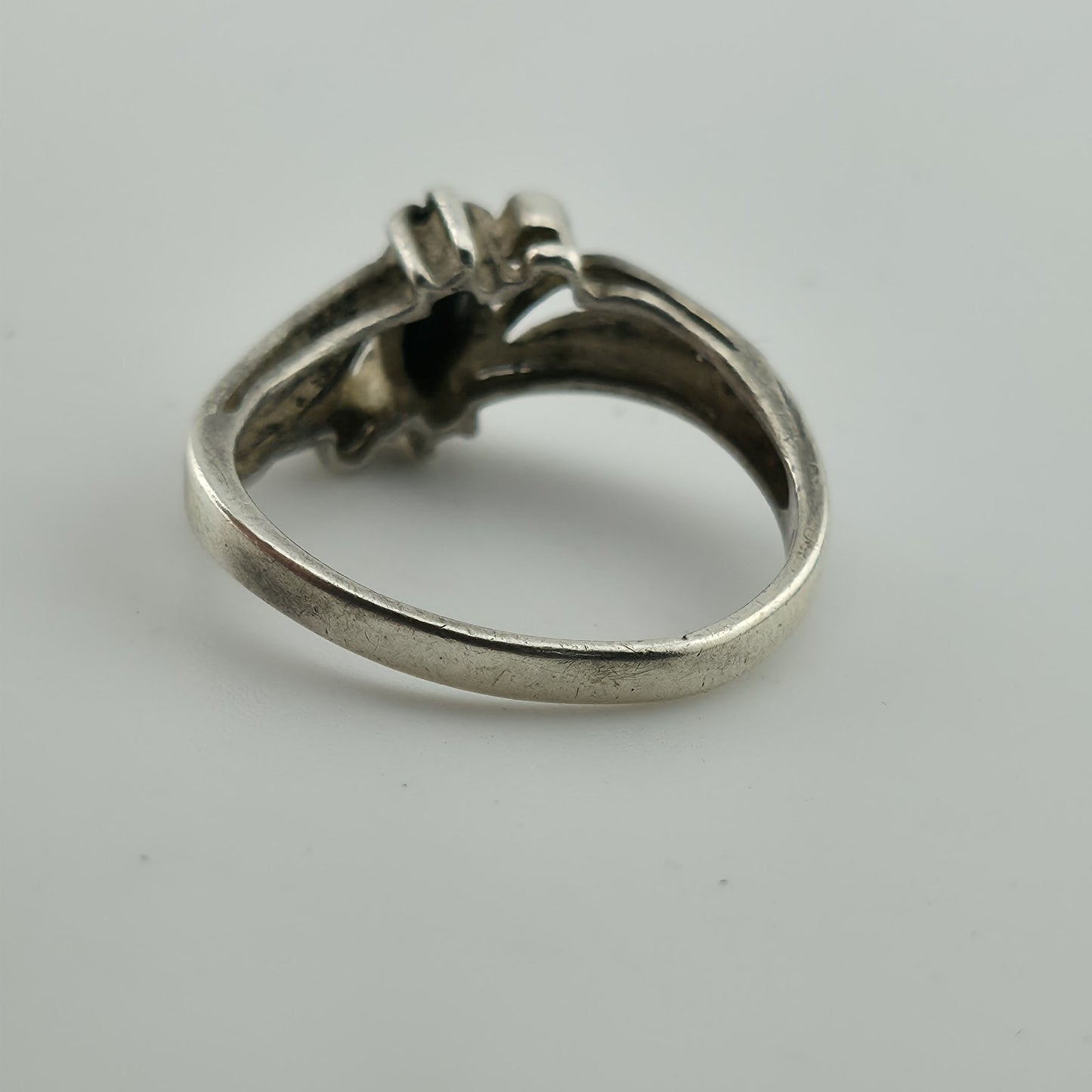 Vintage Avon Sterling Silver 925 Black Stone Ring Marquise Size 7.25