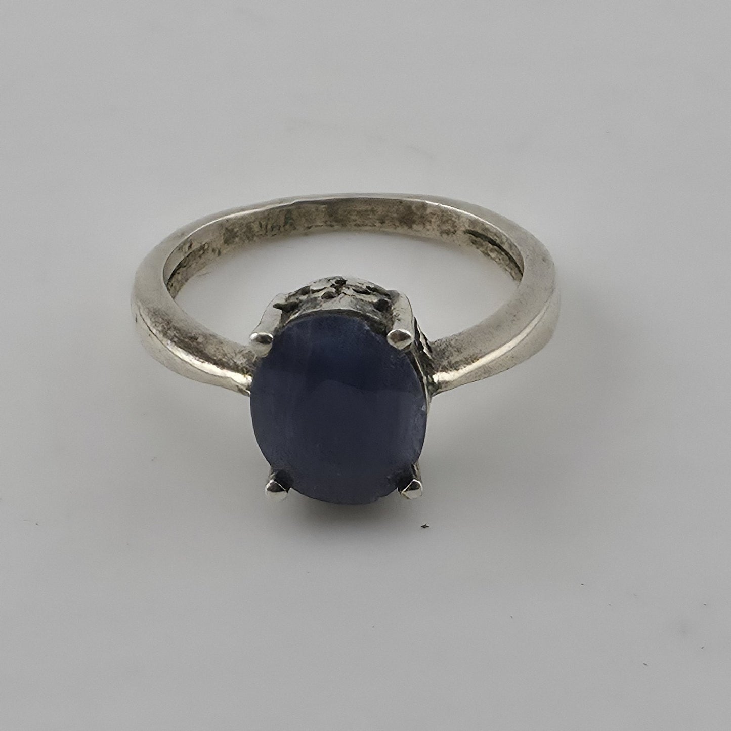 Vintage Sterling Silver Blue Stone Ring Size 6.25 Oval Cabochon Jewelry