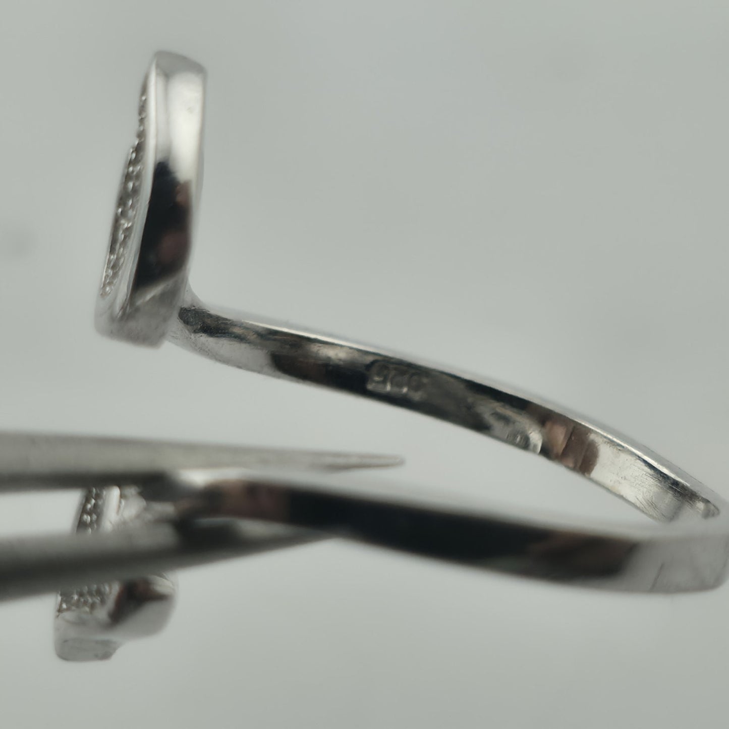 Sterling Silver 925 Double Heart Adjustable Ring Cubic Zirconia Jewelry