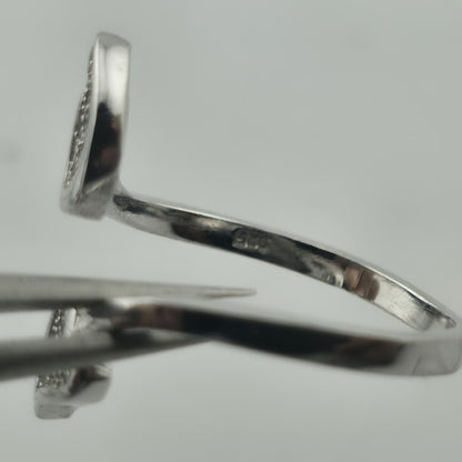 Sterling Silver 925 Double Heart Adjustable Ring Cubic Zirconia Jewelry