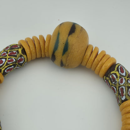 Handmade African Trade Bead & Lampwork Glass Pendant Necklace – 17" Drop Boho