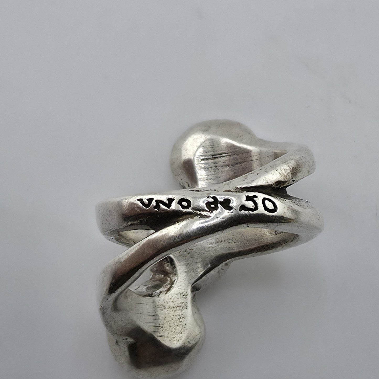 UNOde50 Sterling Silver Triple Crystal Ring Size 6.25 handmade Spain Alterego