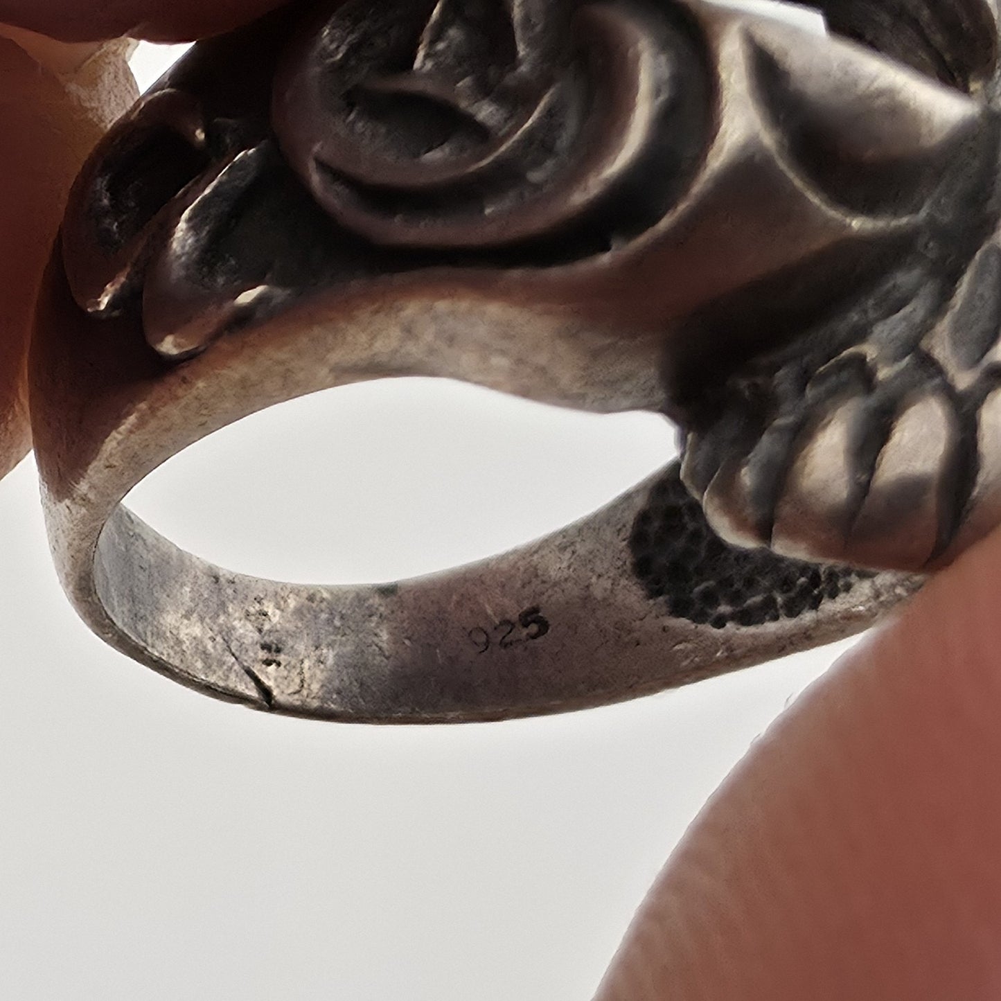 925 Sterling Silver Tribal Skull Ring Gothic Biker Heavy Mens Size 8