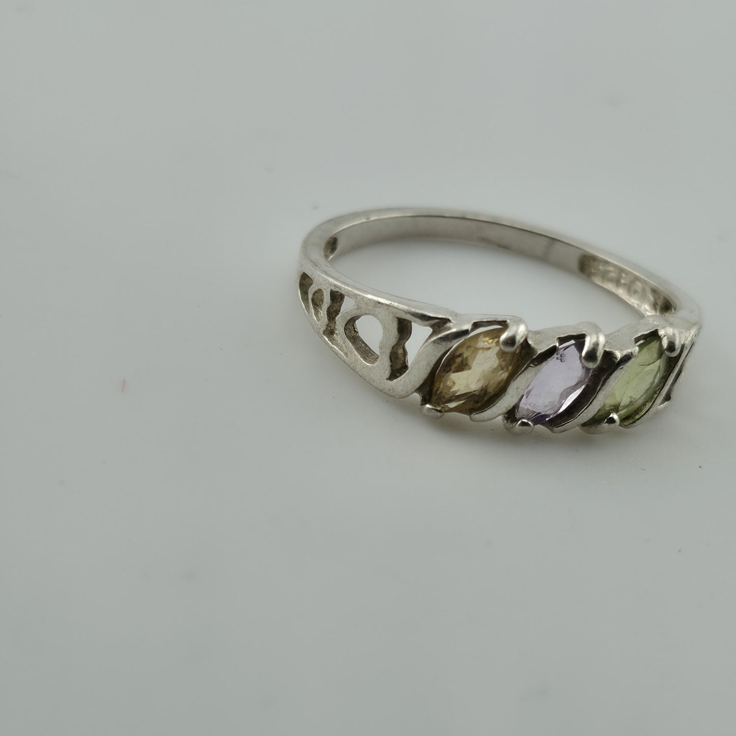 Sterling Silver 925 Avon Birthstone Ring Size 8.75 Vintage Colorful Dainty Stack