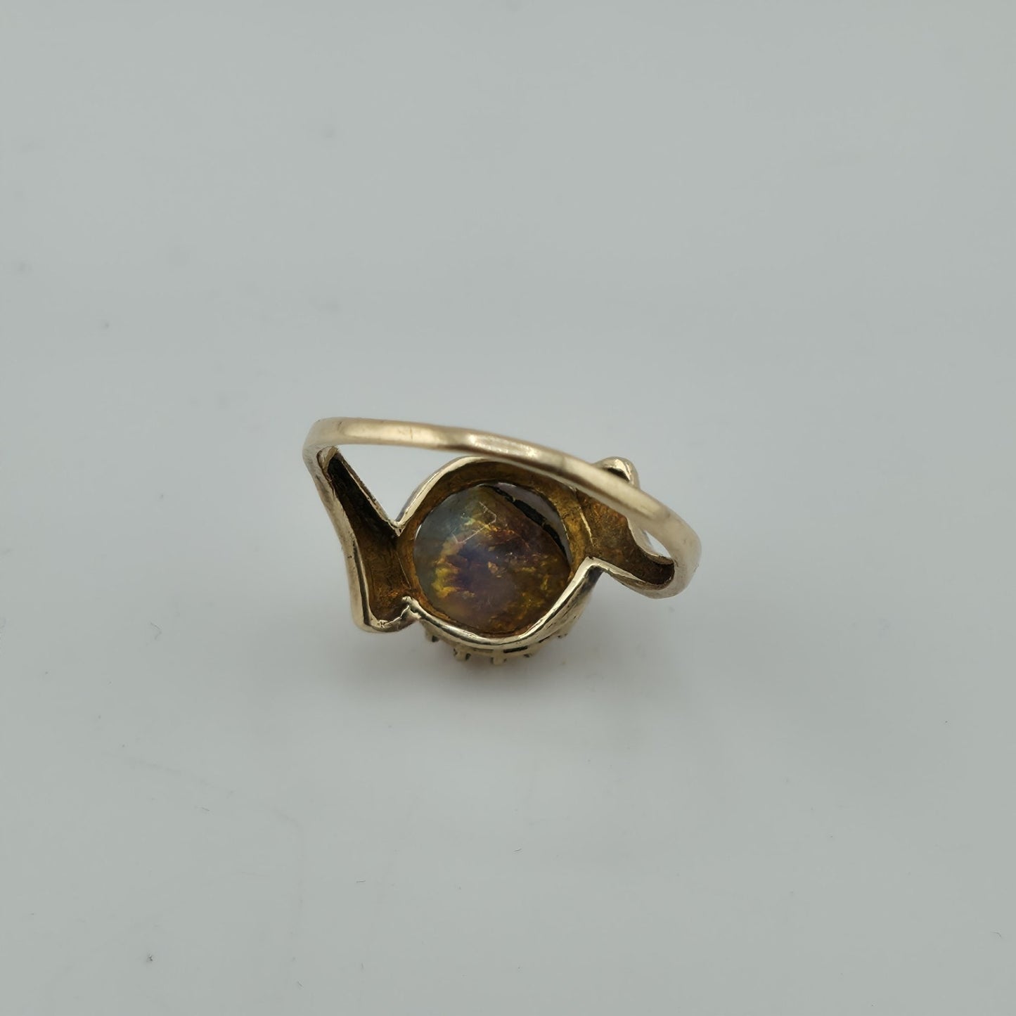 10K Yellow Gold Opal Ring Size 6.5 Vintage BDA Fiery Opal Statement Ring Vintage