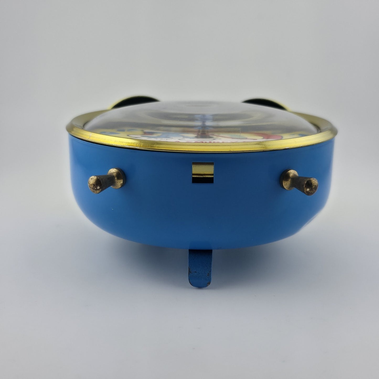 Smurf Double Bell Alarm Clock Bradley Time Blue Yellow Tested Runs Vintage