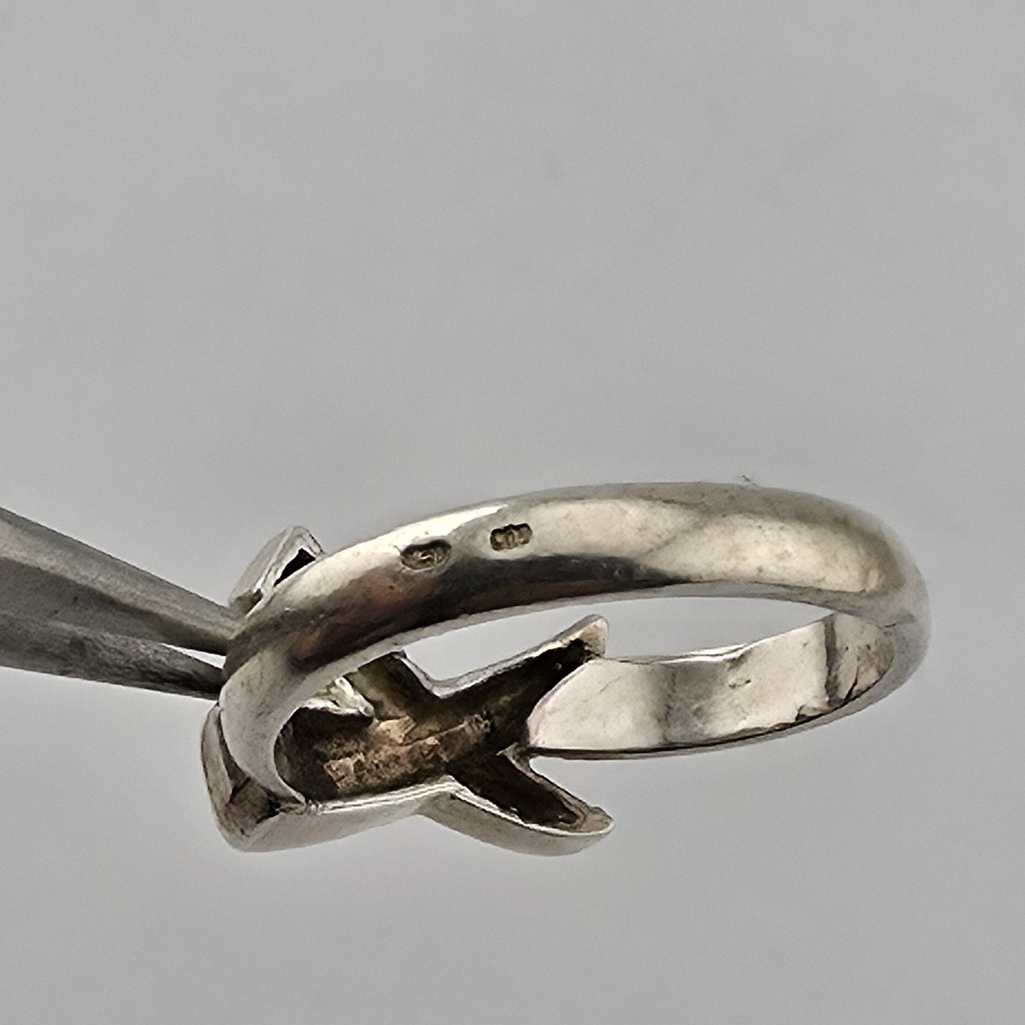 Sterling Silver Abstract Criss Cross Ring Size 6.5 Modern Geometric 925 Artisan