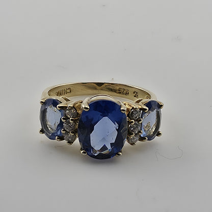 Bella LuceBlue And White Cubic Zirconia 18K Yellow Gold Over Sterling Silver 8