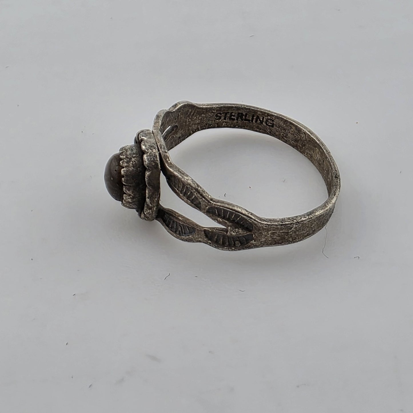 Vintage Native American Sterling Silver Witch Stone Ring Size 2.5 Petite Pendant