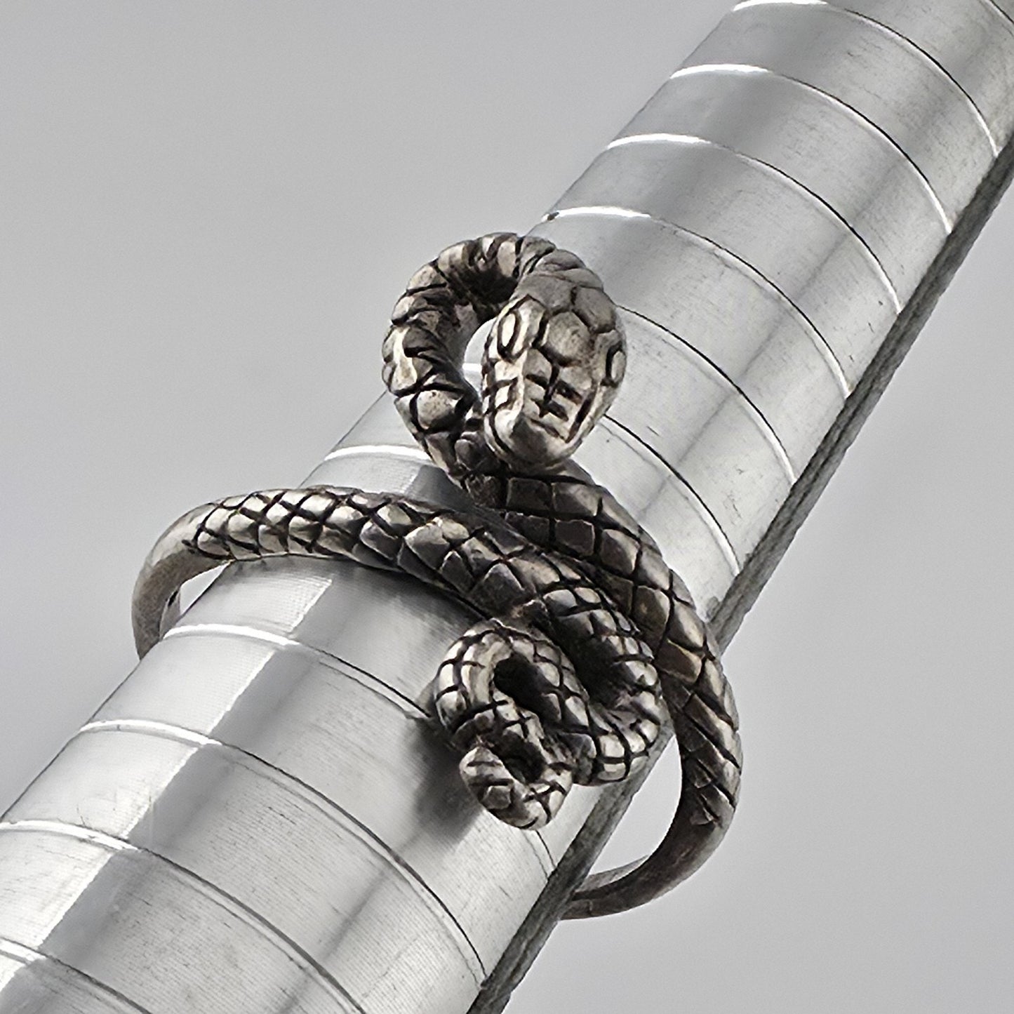 925 Sterling Silver Snake Ring Adjustable Coiled Serpent Wrap Vintage
