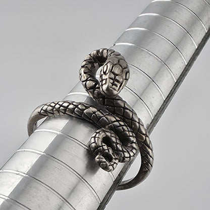 925 Sterling Silver Snake Ring Adjustable Coiled Serpent Wrap Vintage