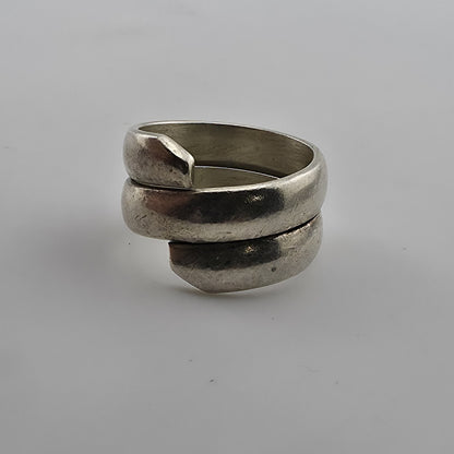 Vintage Mexico 925 Sterling Silver Wrap Ring Size 7 Modernist Coil Band 1m34 Mcm