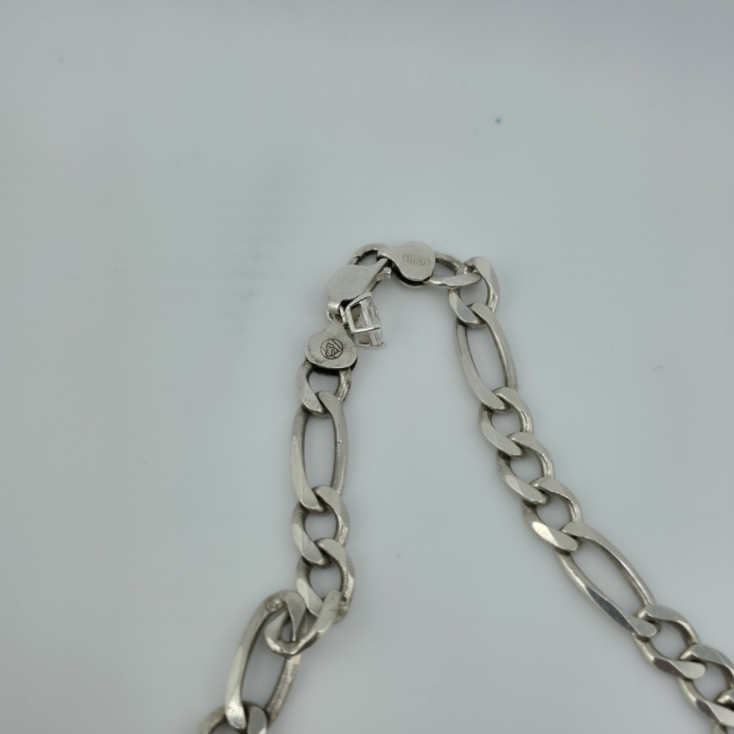 Sterling Silver Figaro Link Chain Necklace 52.9g 26 inches Italy 925 Vintage